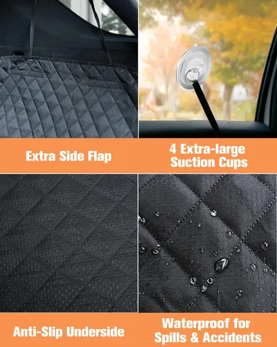Miniatura 5 de PETICON - Funda para compartimiento de carga para SUV para perros con ventana de malla, forro de carga para mascotas impermeable, tapete