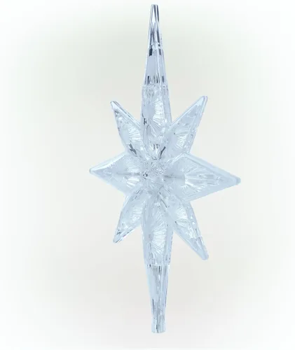 Miniatura 7 de Alpine Corporation Copo de nieve de 13 pulgadas de alto con 8 puntos para árbol con 11 luces LED blancas frías, decoración navideña con función