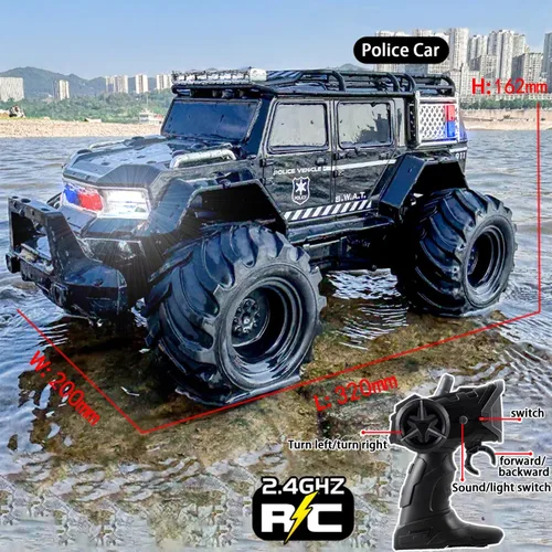 Miniatura 6 de Coche de Control Remoto Anfibio Impermeable Monster RC Cars 4WD Todo Terreno Fuera de Carretera Vehículo de Acrobacias Juguetes con Luces LED de 2.4