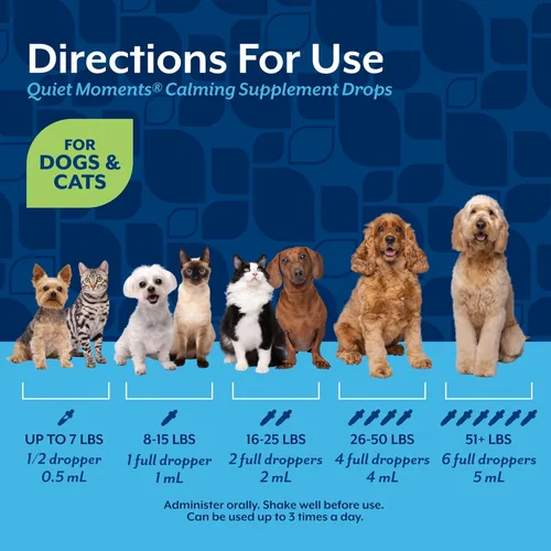 Miniatura 6 de NaturVet Quiet Moments - Gotas calmantes para gatos y perros – Ayuda a reducir el estrés de las mascotas, promueve la relajación – Suplemento