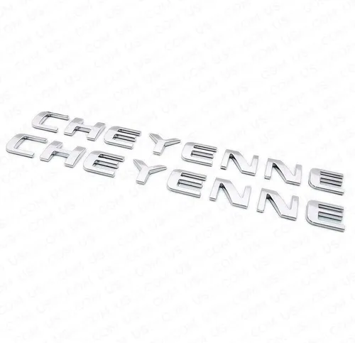 Paquete de 2 emblemas de placa de identificación de Cheyenne, insignia 3D, insignia de guardabarros para puerta trasera, logotipo de camión de