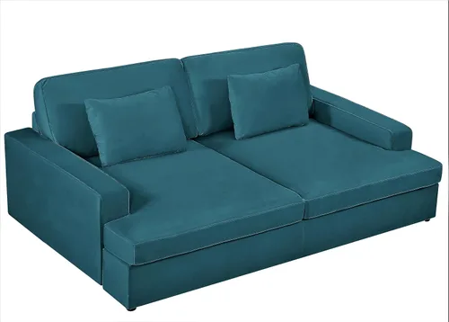 Miniatura 10 de Container Furniture Direct Moderno sofá cama de terciopelo con diseño lujoso, elegante centro de mesa para salas de estar elegantes y cómodos Gris