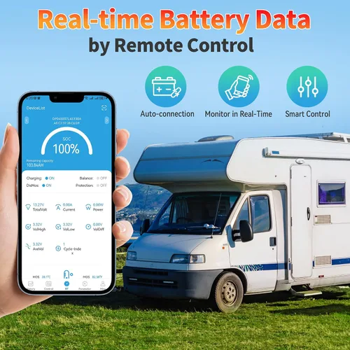Miniatura 3 de Batería de litio LiFePO4 de 12 V 100 Ah con Bluetooth, BMS integrado, protección a baja temperatura, más de 5000 ciclos, celdas de batería