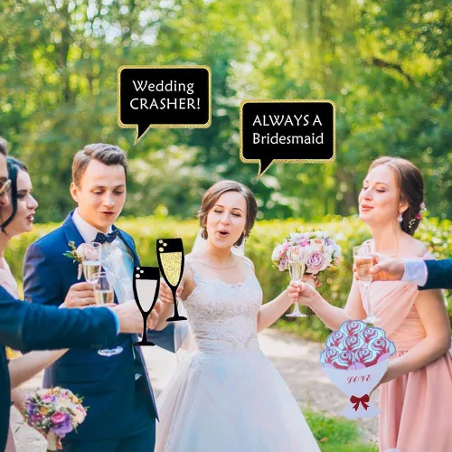 Miniatura 6 de 52 accesorios para cabina de fotos de boda con palo, accesorios divertidos para cabina de fotos, suministros de fiesta de boda para novia, novio