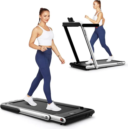 Miniatura 12 de GYMAX Almohadilla para caminar, 2 en 1, instalación gratuita debajo del escritorio, con monitor LED, aplicación inteligente/control remoto y altavoz
