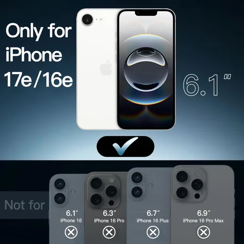 Miniatura 2 de JETech - Funda para iPhone 16e de 15,5 cm 2025, cubierta a prueba de golpes sin amarillamiento, parte trasera transparente antiarañazos