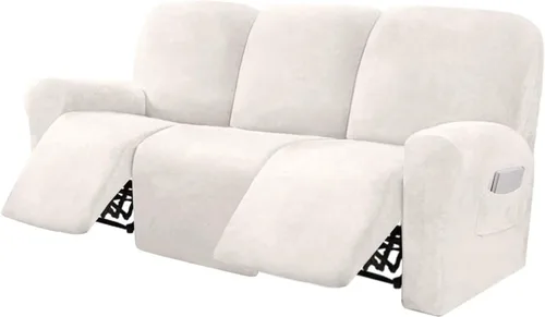 Miniatura 13 de Funda para sofá reclinable de 8 piezas, terciopelo elástico para sofá reclinable de 3 plazas, funda suave y gruesa para sofá reclinable, protector