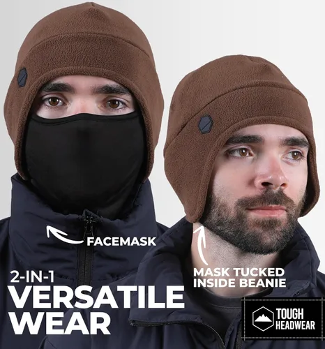 Miniatura 15 de Tough Headwear Skull Cap with Mask Men, Winter Running Gear, Motorcycle Winter Gear, Helmet Liners, Ski Hat, Thermal Beanie