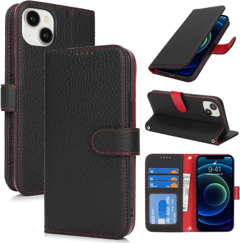 Miniatura 167 de Zouzt Funda para iPhone 11 de 6.1 pulgadas de piel auténtica con 4 ranuras para tarjetas, tarjetero con bloqueo RFID, tapa magnética, función atril