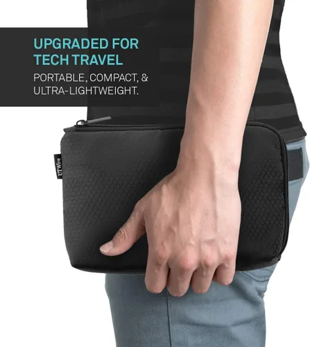 Miniatura 7 de UT Wire Estuche organizador de viaje de bolsillo con cremallera para cargador, cable, banco de energía, accesorios de memoria flash en negro