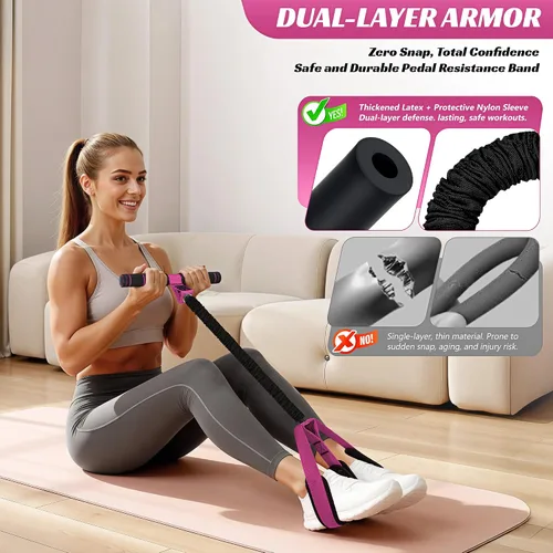 Miniatura 3 de HOXWC Banda de resistencia de pedal multifunción mejorada con asa, bandas de resistencia gruesas de 50 libras para núcleo/ABS, brazo, cintura