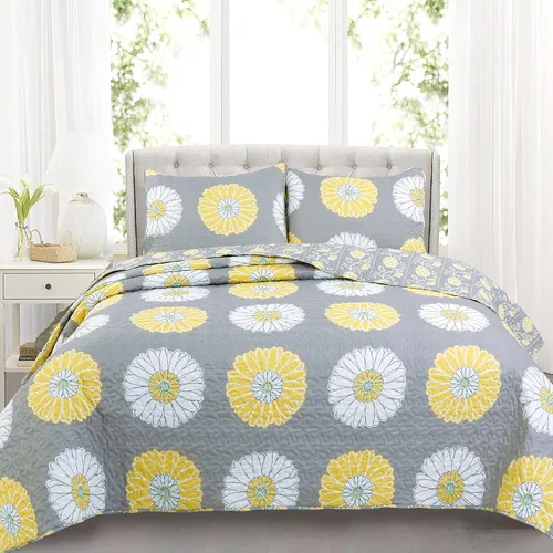 Miniatura 21 de Cozy Line Home Fashions - Juego de ropa de cama, colcha reversible con dulce estampado floral durazno y rosa claro en 3D con parches reales 100 %