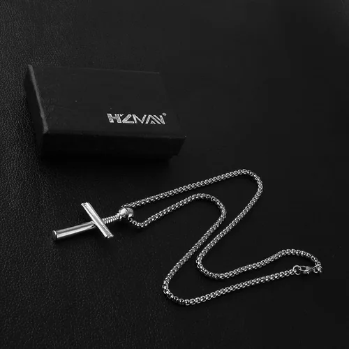 Miniatura 6 de HZMAN - Collar con colgante de cruz de atletas de acero inoxidable para béisbol y béisbol, tamaño grande y pequeño