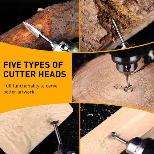 Miniatura 5 de Juego de brocas de tallado de madera compatible con Dremel herramienta rotativa 5 diferentes accesorios de taladro de grabado, herramienta