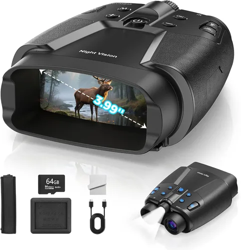 Miniatura 11 de Gafas de visión nocturna para adultos, prismáticos de visión nocturna 4K con batería recargable de 5000 mAh y tarjeta TF de 32 GB para caza