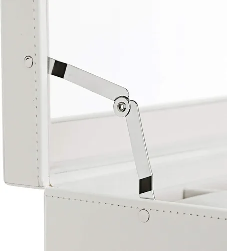 Miniatura 4 de BEWISHOME Organizador de caja de reloj 20 hombres y mujeres caja de reloj Soporte de almacenamiento Bisagra de metal blanco PU cuero superior
