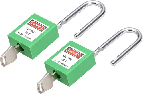 M METERXITY Paquete de 2 candados de seguridad con llave similar, ligeros y compactos, se aplican para bloquear la etiqueta, (1.496 pulgadas, verde)