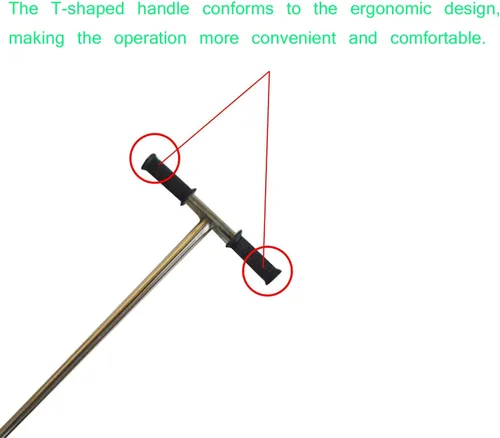 Miniatura 3 de INTBUYING Sonda de prueba de suelo de 40 pulgadas con eyector de muestra de 11.8 pulgadas y pedal de pie y mango de goma de 2 pulgadas de diámetro