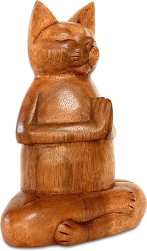 Miniatura 5 de G6 Collection Estatua de yoga de gato siamés tallada a mano de 8 pulgadas, escultura de estatua de yoga hecha a mano, decoración del hogar