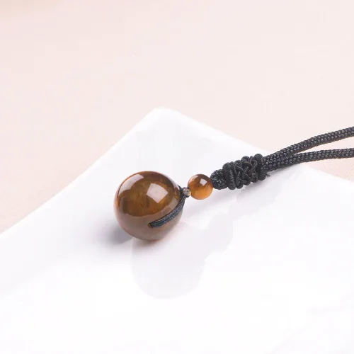 Miniatura 56 de iSTONE Collar unisex con dije de cuentas redondas auténticas, cadena de cuerda negra de 24 pulgadas para hombres y mujeres