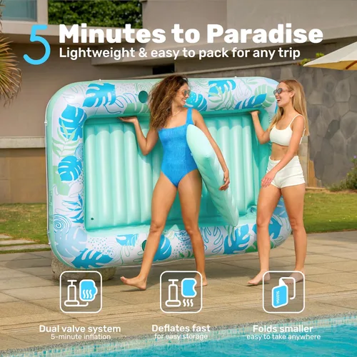 Miniatura 6 de SLOOSH Flotador inflable para piscina de bronceado, 85 x 57 pulgadas, flotadores de piscina extra grandes para adultos con almohada, flotador 4
