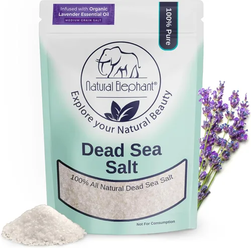 Miniatura 3 de Natural Elephant Sal de baño de lavanda del mar muerto y remojo de pies para relajarse y nutrir, 100% puro con aceite esencial de lavanda orgánico
