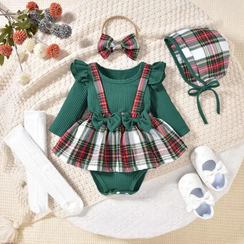 Miniatura 12 de Unutiylo Ropa de bebé recién nacida prematura con tirantes, traje de otoño e invierno, traje de manga larga con volantes