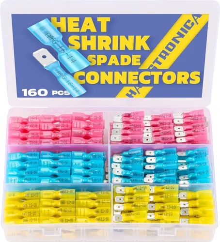 Miniatura 7 de Haisstronica 260 conectores de pala termorretráctiles, terminales de pala hembra y macho de desconexión rápida para embarcaciones, electrónica