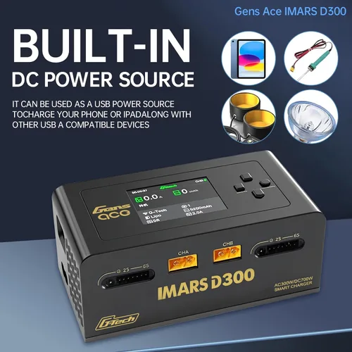 Miniatura 5 de Lipo Cargador de batería IMARS D300Gens。 Cargador de batería Lipo Serie G-Tech Smart Dual Lipo Balance Cargador AC 300W DC 700W (350W x 2), cargador