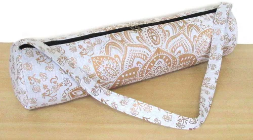 Miniatura 5 de ICC - Bolsa de transporte para yoga con mandala, dorada, color negro y dorado, con cremallera completa, para gimnasio, playa, pilates, bolsa