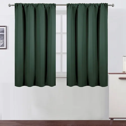 Miniatura 101 de LEMOMO Cortinas opacas negras para cocina, 42 x 45 pulgadas, juego de 2 paneles de cortinas opacas con bolsillo para cortinero para ventana pequeña