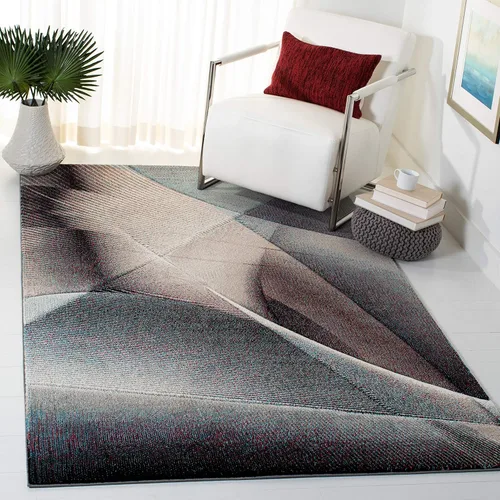 Miniatura 29 de SAFAVIEH Hollywood Collection - Alfombra decorativa de 2 pies 7 pulgadas x 5 pies, gris y azul, diseño moderno de mediados de siglo, no desprende