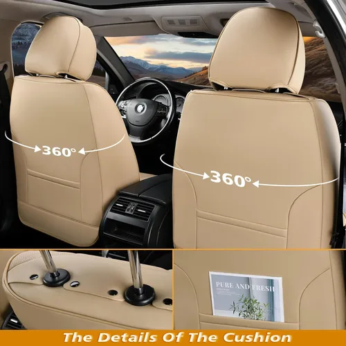 Miniatura 3 de Coverado - Juego completo de fundas de asiento delantero y trasero para automóvil, impermeable, piel de napa, protector, universal, para la mayoría