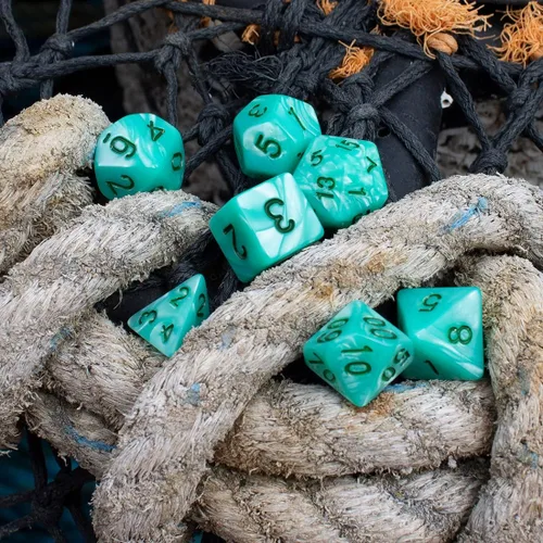 Miniatura 4 de Dados RPG de perlas turquesas - Juego completo poliédrico - 'Aqua
