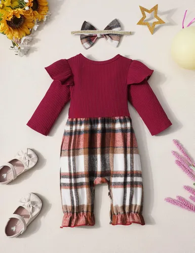 Miniatura 5 de Queenstyle Ropa de bebé niña de manga larga, overol lindo traje de bebé de 0 a 18 meses