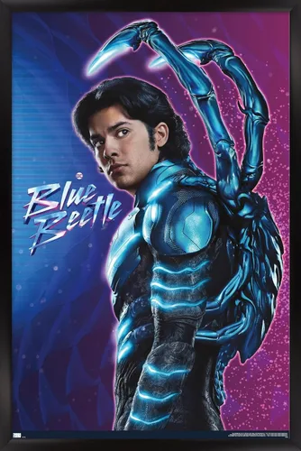 Miniatura 9 de Trends International DC Comics Movie Blue Beetle - Póster de pared de Jaime Reyes, 14.725 x 22.375 pulgadas, versión enmarcada plateada Versión
