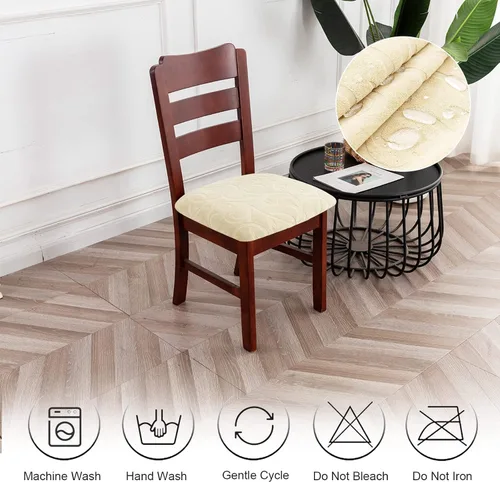 Miniatura 7 de Genina Fundas de asiento impermeables para sillas de comedor, paquete de 4 fundas de asiento elásticas para comedor, fundas protectoras para sillas