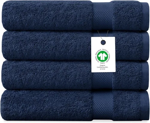 Miniatura 36 de Toalla de baño de felpa de algodón orgánico de lujo Certificado GOTS y OEKO-TEX Toallas de calidad hotelera premium Tecnología Feather Touch