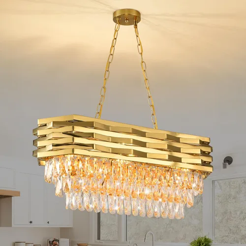 Miniatura 15 de Lámpara de araña moderna de cristal, 9 luces, lámpara de araña dorada, lámpara de comedor, sala de estar, dormitorio, vestíbulo, pasillo, candelabro