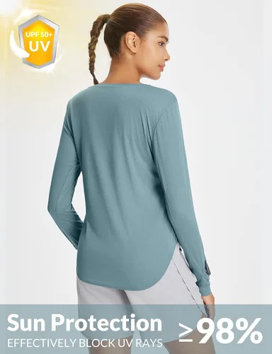Miniatura 76 de BALEAF - Camisetas de sol de manga larga para mujer, con FPU 50+, para senderismo, ligeras, de secado rápido, protección contra rayos ultravioleta