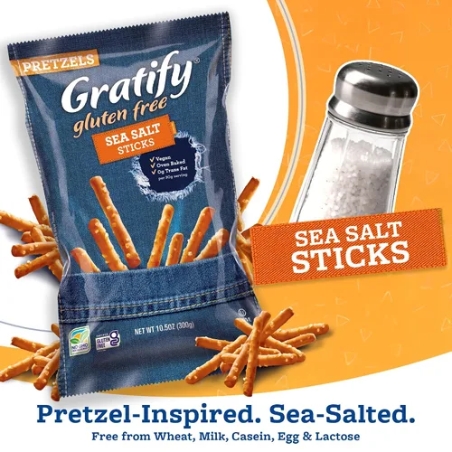 Miniatura 3 de Gratify Palitos de pretzel sin gluten – Bolsas de pretzel GF, mezcla sin gluten para adultos y niños, salsa de humus, paquetes individuales, aptas