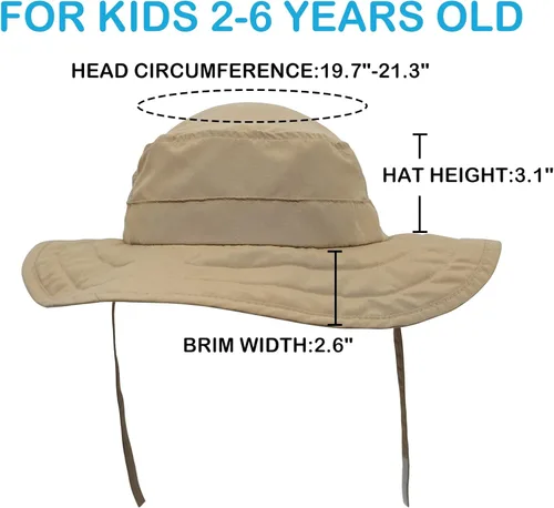 Miniatura 36 de Connectyle Sombrero de sol para niños y niñas, sombrero de pescador de ala ancha UPF 50+, sombrero de protección solar, sombrero transpirable