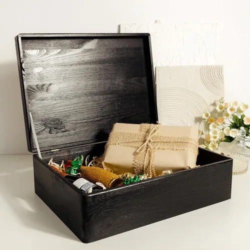 Miniatura 6 de Creative Deco Caja de Almacenamiento de Madera Negra XL con Tapa con Bisagras 15.8 x 11.8 x 5.5 pulgadas (+-0.5) Caja de Regalo Almacenamiento