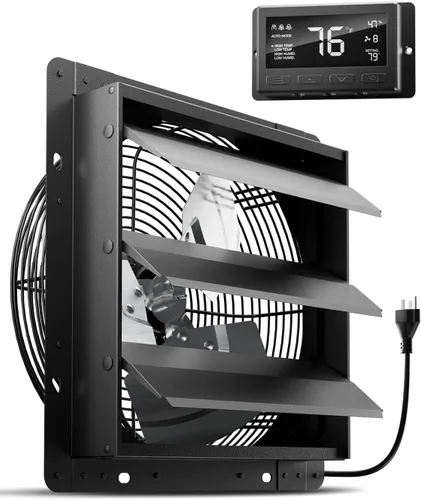 Miniatura 17 de HG Power 350 mm Exhaust Fan with Speed Regulator, Industrial Wall Fan with EC Motor, 2200 m³/h, Wall Fan, Adjustable Aluminium Window Fan for