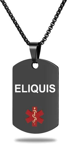 Collar de alerta médica, etiqueta grabada con láser, grabado personalizado, etiqueta de identificación de acero inoxidable, colgante para hombres y