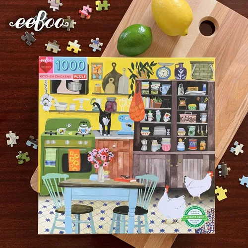 Miniatura 12 de eeBoo Rompecabezas de 1000 piezas de gallinas de cocina para adultos, cuadrado de 23 x 23 pulgadas, fabricado con tablero reciclado y tinta a base