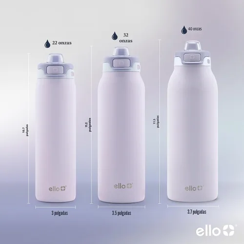 Miniatura 6 de Ello Pop & Fill Insulated Stainless Steel Water Bottle with Quick Fill Lid, Leakproof Locking, Sip or Chug Spout, BPA-Free, Double Wall Vacuum