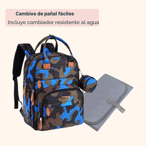 Miniatura 7 de BabbleRoo - Mochila para pañales - Bolso de viaje con artículos esenciales para bebés - Mochila multifuncional resistente al agua para pañales, Azul