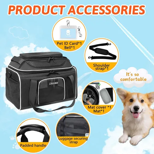 Miniatura 7 de Petskd Transportador de mascotas extensible superior de 17 x 11 x 9.5 pulgadas, aprobado por aerolíneas de Alaska, transportador de lados suaves
