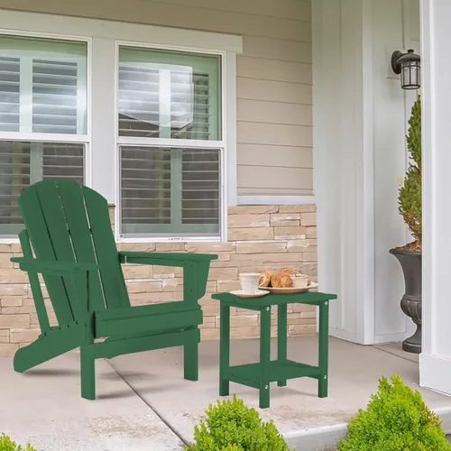 Miniatura 2 de Apolimi Adirondack - Mesa auxiliar para exteriores, mesa auxiliar de patio resistente de 2 niveles, resistente a la intemperie, mesa auxiliar sólida